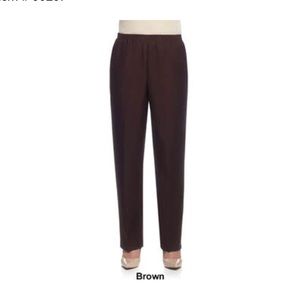 Alfred Dunner Classic Knit Pull-on Pants - Brown - Size 14P